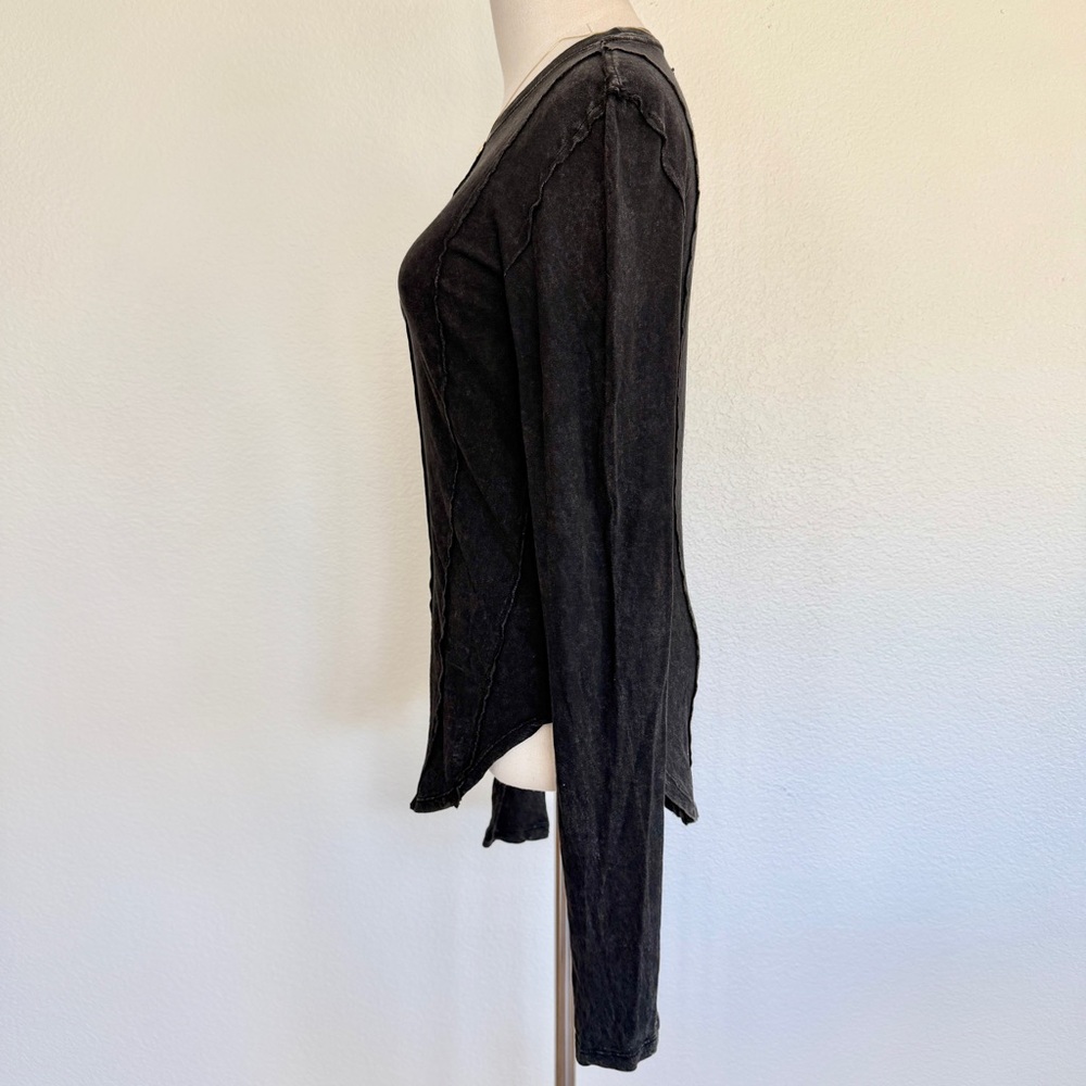 🩶 NWT Free People Black Dark Gray On Point Layering Tunic Long-Sleeve Top - Picture 6 of 13